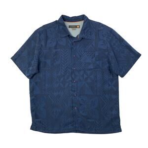 Quiksilver Shirt Mens XL Extra Large Navy Waterman Polynosic Hawaiian Tribal